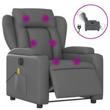 Electric Massage Recliner Chair Grey Faux Leather - Front View