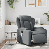 Electric Massage Recliner Chair Grey Faux Leather - Side View