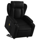 Stand up Massage Recliner Chair Black Faux Leather - Side View
