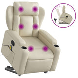 Stand up Massage Recliner Chair Cream Faux Leather - Front View