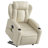 Stand up Massage Recliner Chair Cream Faux Leather - Side View