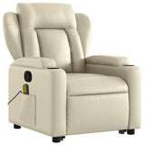 Stand up Massage Recliner Chair Cream Faux Leather - Top-Down View