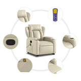 Stand up Massage Recliner Chair Cream Faux Leather - Low Angle