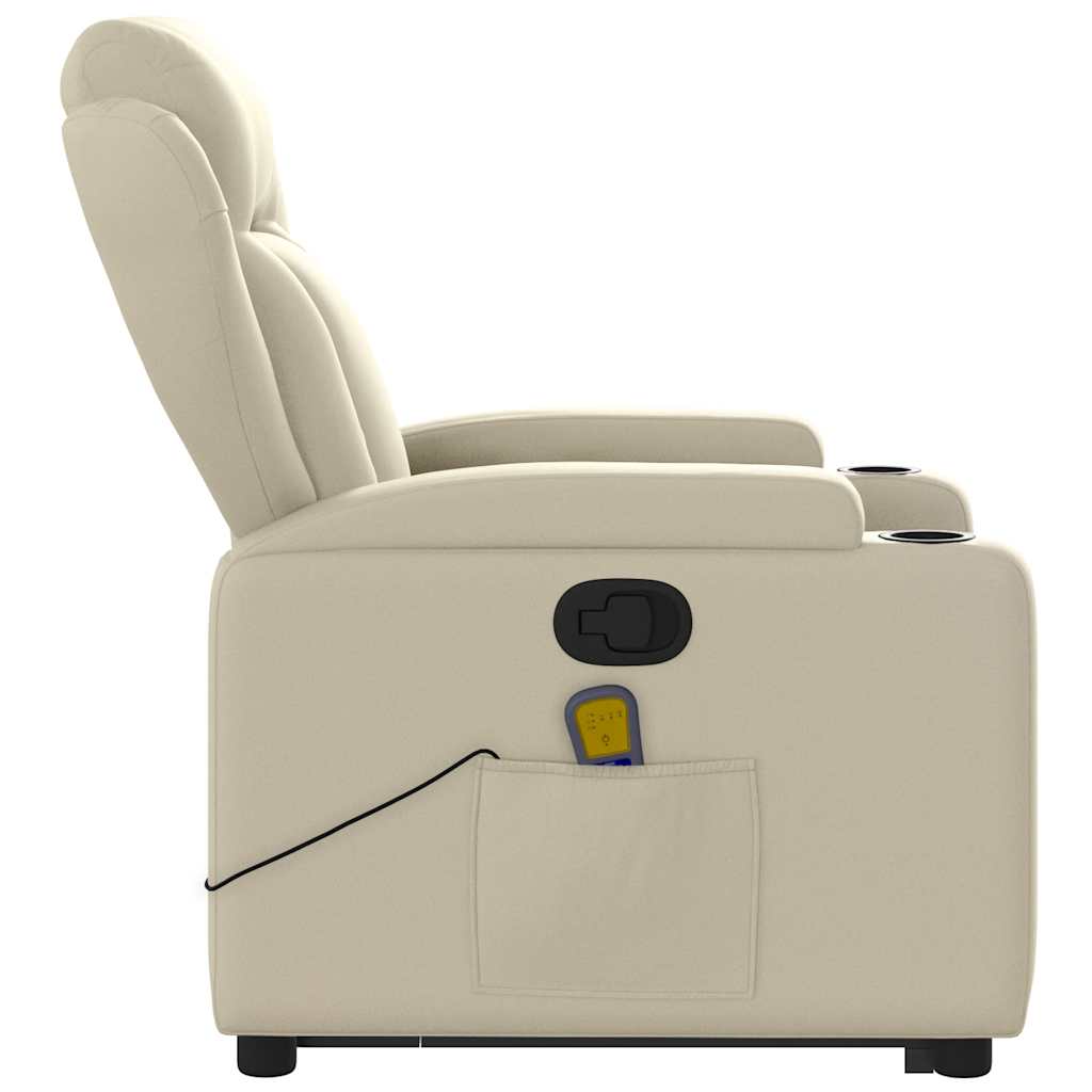 Stand up Massage Recliner Chair Cream Faux Leather