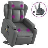 Stand up Massage Recliner Chair Grey Faux Leather - Front View