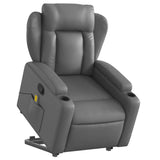 Stand up Massage Recliner Chair Grey Faux Leather - Side View