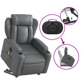 Stand up Massage Recliner Chair Grey Faux Leather - Rear View