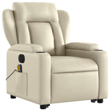 Electric Stand up Massage Recliner Chair Cream Faux Leather - Top-Down View