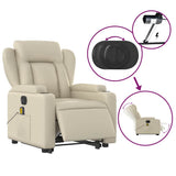 Electric Stand up Massage Recliner Chair Cream Faux Leather - Rear View