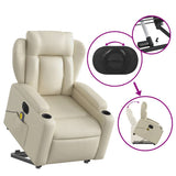 Electric Stand up Massage Recliner Chair Cream Faux Leather - Extra Image