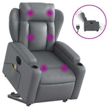 Electric Stand up Massage Recliner Chair Grey Faux Leather