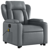 Electric Stand up Massage Recliner Chair Grey Faux Leather