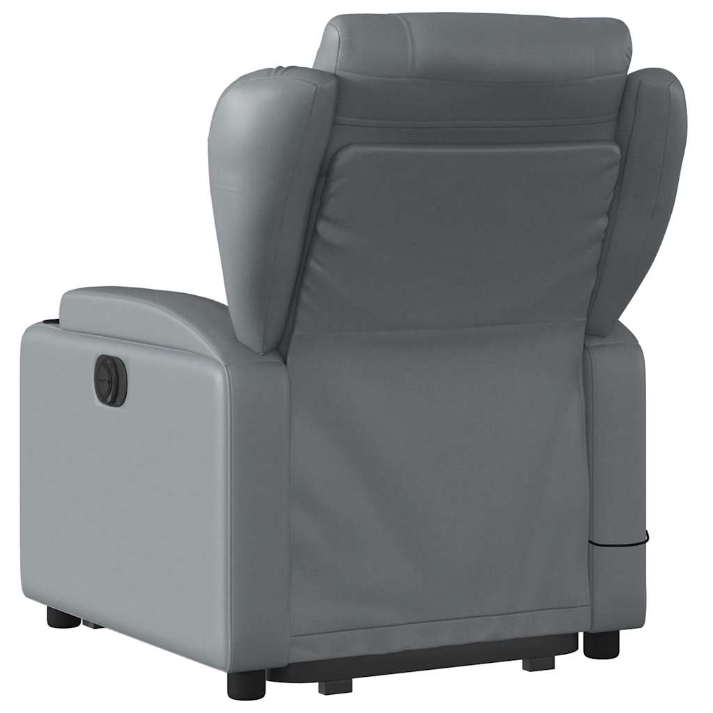 Electric Stand up Massage Recliner Chair Grey Faux Leather