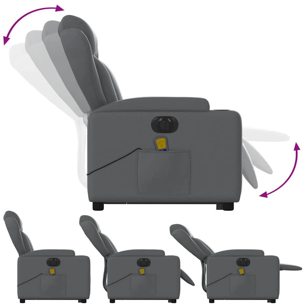 Electric Stand up Massage Recliner Chair Grey Faux Leather