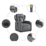 Electric Stand up Massage Recliner Chair Grey Faux Leather - Close-Up Angle