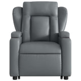 Electric Stand up Massage Recliner Chair Grey Faux Leather - Low Angle