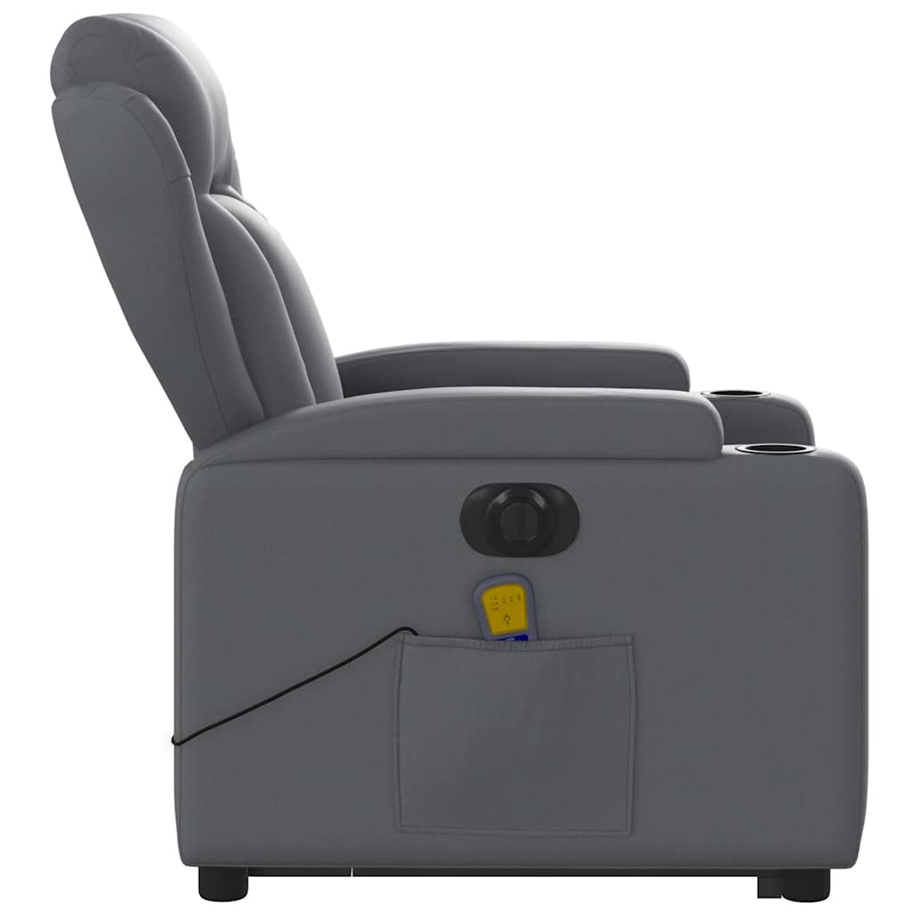 Electric Stand up Massage Recliner Chair Grey Faux Leather