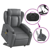 Electric Stand up Massage Recliner Chair Grey Faux Leather