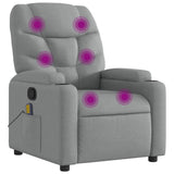 Massage Recliner Chair Light Grey Fabric - Front View