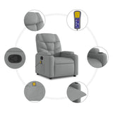 Massage Recliner Chair Light Grey Fabric - Rear View