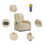 Massage Recliner Chair Cream Fabric - Rear View