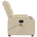 Massage Recliner Chair Cream Fabric - Low Angle