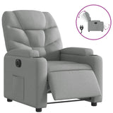 Electric Recliner Chair Light Grey Fabric - Front View