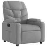 Electric Recliner Chair Light Grey Fabric - Side View