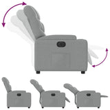 Electric Recliner Chair Light Grey Fabric - Rear View