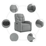 Electric Recliner Chair Light Grey Fabric - Close-Up Angle