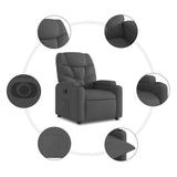 Electric Recliner Chair Dark Grey Fabric - Close-Up Angle