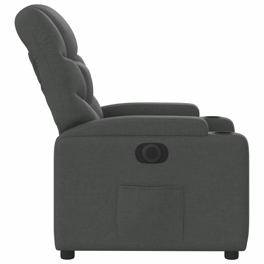 Electric Recliner Chair Dark Grey Fabric