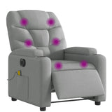 Electric Massage Recliner Chair Light Grey Fabric - Side View