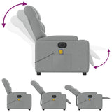 Electric Massage Recliner Chair Light Grey Fabric - Close-Up Angle