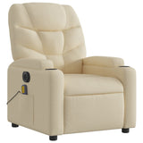 Electric Massage Recliner Chair Cream Fabric - Side View