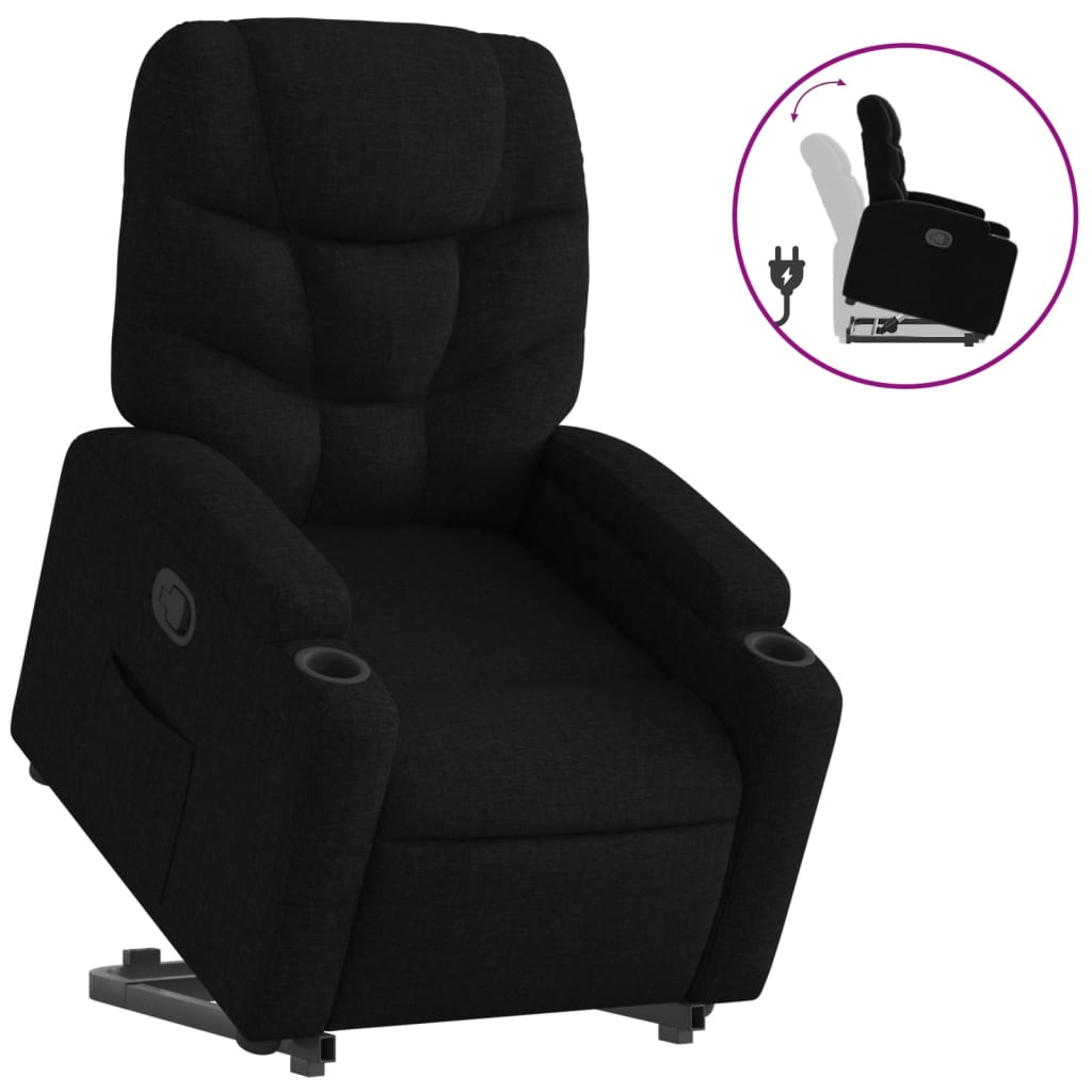 Stand up Recliner Chair Black Fabric