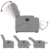 Stand up Massage Recliner Chair Light Grey Fabric - Close-Up Angle