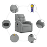 Stand up Massage Recliner Chair Light Grey Fabric - Low Angle