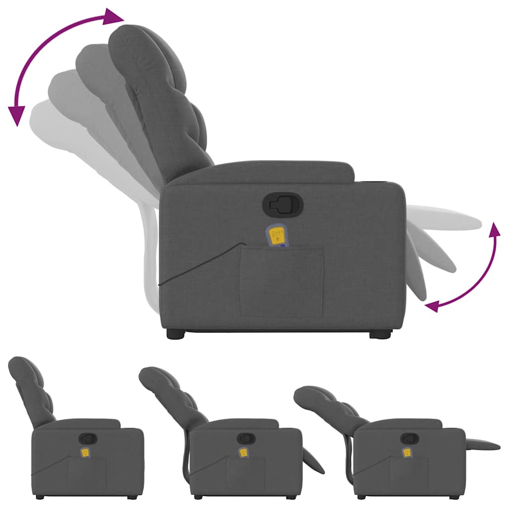 Stand up Massage Recliner Chair Dark Grey Fabric