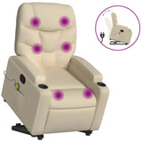 Stand up Massage Recliner Chair Cream Fabric - Front View