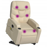 Stand up Massage Recliner Chair Cream Fabric - Side View