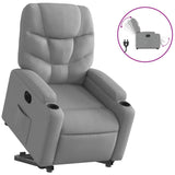 Electric Stand up Recliner Chair Light Grey Fabric - Front View