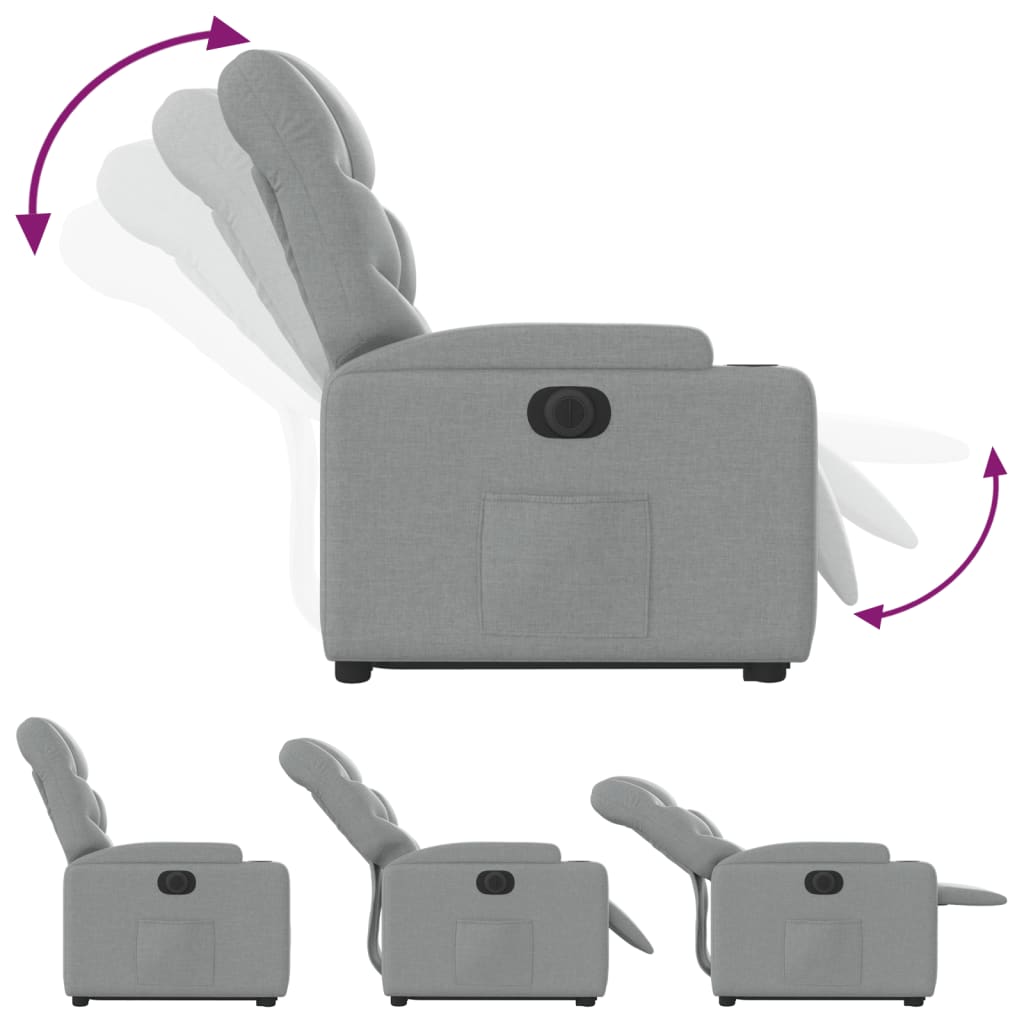 Electric Stand up Recliner Chair Light Grey Fabric