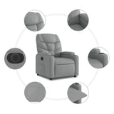 Electric Stand up Recliner Chair Light Grey Fabric - Close-Up Angle