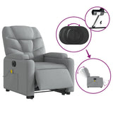 Electric Stand up Massage Recliner Chair Light Grey Fabric - Rear View