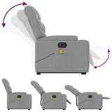 Electric Stand up Massage Recliner Chair Light Grey Fabric - Close-Up Angle