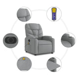 Electric Stand up Massage Recliner Chair Light Grey Fabric - Low Angle