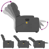 Electric Stand up Massage Recliner Chair Dark Grey Fabric - Close-Up Angle