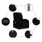 Electric Stand up Massage Recliner Chair Black Fabric - Low Angle