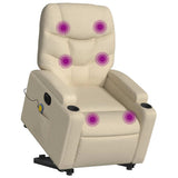 Electric Stand up Massage Recliner Chair Cream Fabric